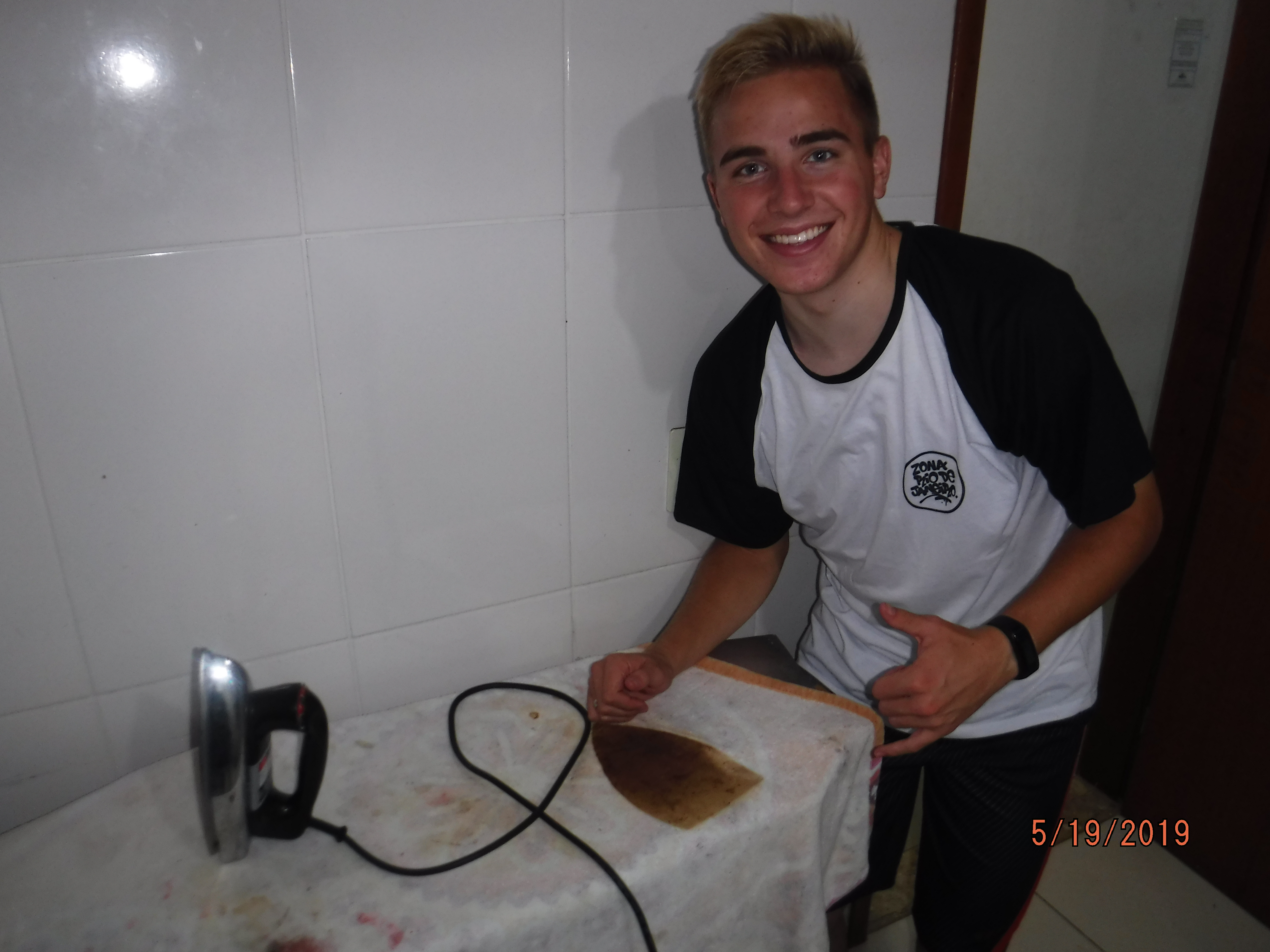 I left the iron on all day on the towel and only discovered it the next day. Lucky it was only this mark that was left and our place didn't burn down!